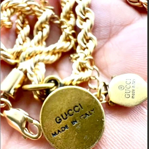 Gucci Gold and Black Bee Necklace and the leopard head also on necklace - Picture 4 of 11